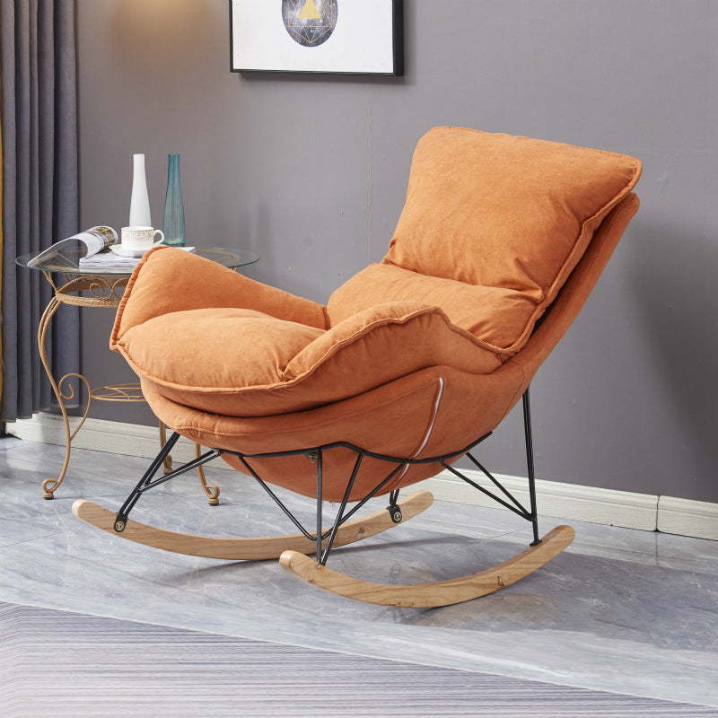 Modern Upholstered Rocker Chair Spindle Rocker Chair with Metal Frame Orange Rocking Chair Clearhalo 'Chairs & Seating' 'furn' 'furn_rocking_chairs' 'Furniture' 'Living Room Furniture' 'Rocking Chairs' 'rocking_chairs' 6508456