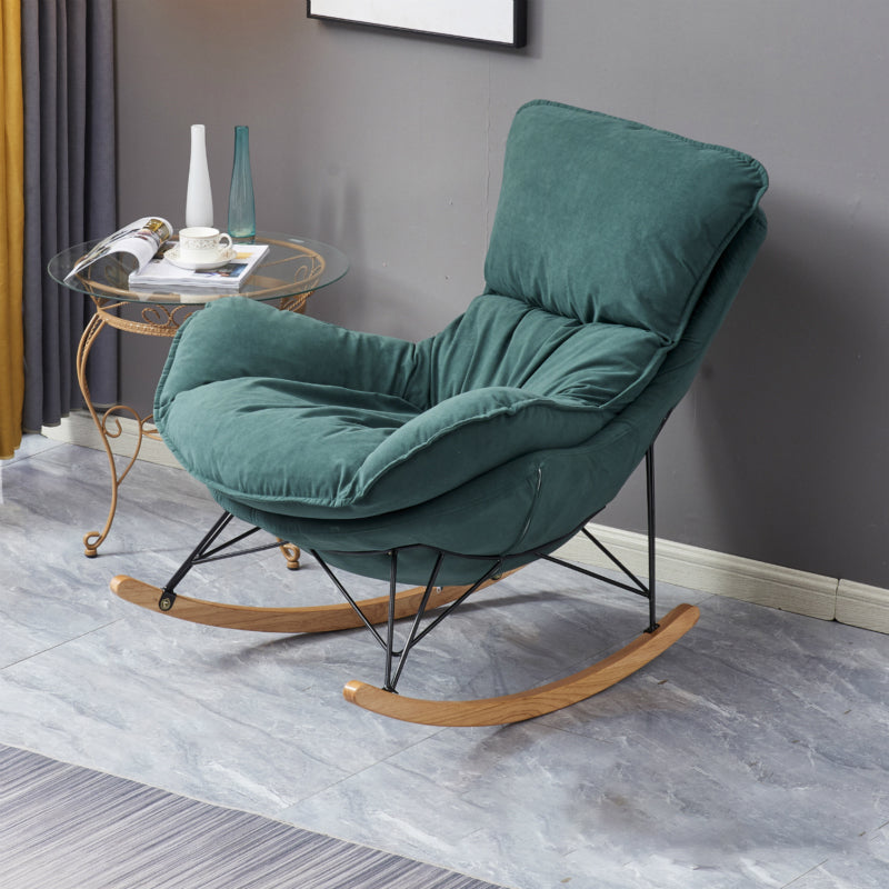 Modern Upholstered Rocker Chair Spindle Rocker Chair with Metal Frame Blackish Green Rocking Chair Clearhalo 'Chairs & Seating' 'furn' 'furn_rocking_chairs' 'Furniture' 'Living Room Furniture' 'Rocking Chairs' 'rocking_chairs' 6508459