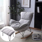 Modern Upholstered Rocker Chair Spindle Rocker Chair with Metal Frame Grey Rocking Chair with Ottomans Clearhalo 'Chairs & Seating' 'furn' 'furn_rocking_chairs' 'Furniture' 'Living Room Furniture' 'Rocking Chairs' 'rocking_chairs' 6508461