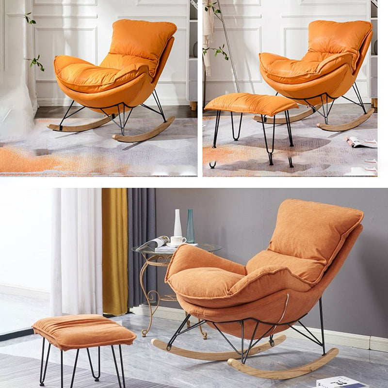 Modern Upholstered Rocker Chair Spindle Rocker Chair with Metal Frame Clearhalo 'Chairs & Seating' 'furn' 'furn_rocking_chairs' 'Furniture' 'Living Room Furniture' 'Rocking Chairs' 'rocking_chairs' 6508464