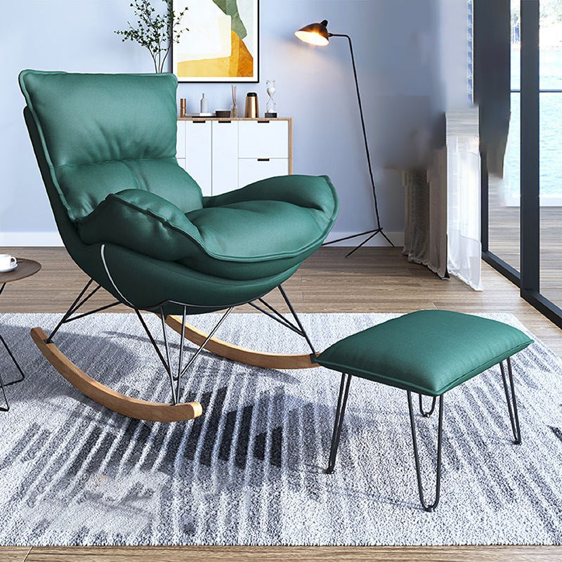 Moderna sedia da bilanciere imbottita sedia da bilanciere resistente alla cornice in metallo con ottomano