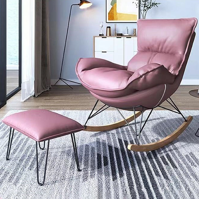 Moderna sedia da bilanciere imbottita sedia da bilanciere resistente alla cornice in metallo con ottomano