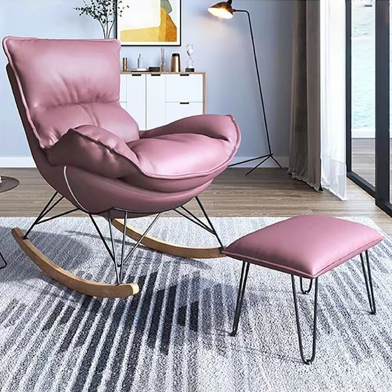 Moderna sedia da bilanciere imbottita sedia da bilanciere resistente alla cornice in metallo con ottomano