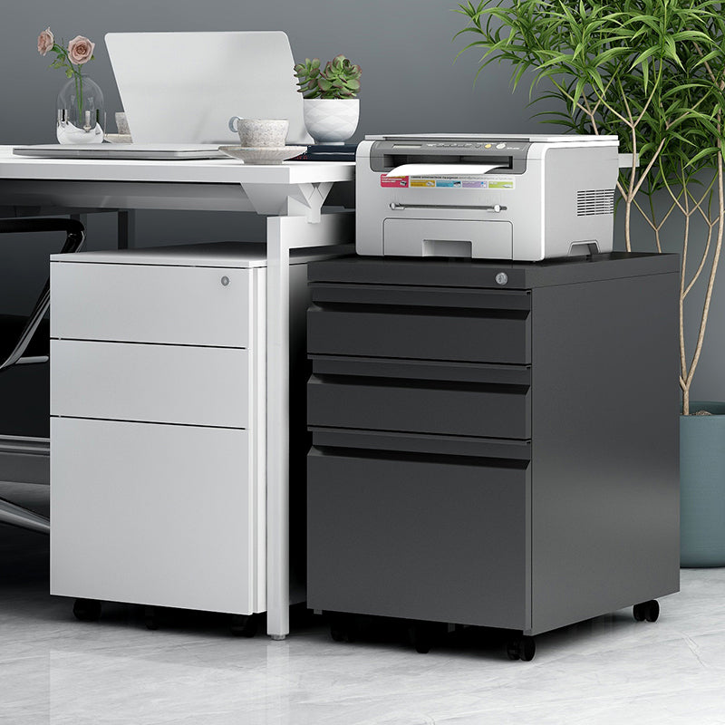 Contemporary File Cabinets Metal Frame File Pedestal with Key Lock for Office Clearhalo 'Filing Cabinets' 'filling_cabinets' 'furn' 'furn_filling_cabinets' 'Furniture' 'Office Furniture' 6508627
