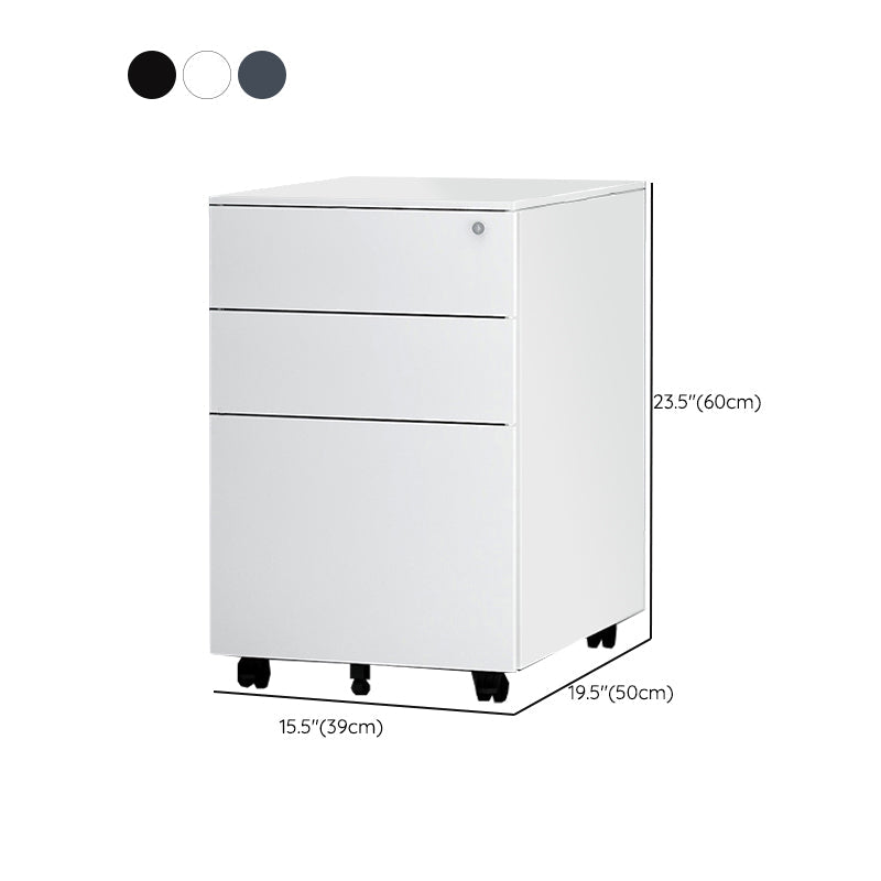 Contemporary File Cabinets Metal Frame File Pedestal with Key Lock for Office Clearhalo 'Filing Cabinets' 'filling_cabinets' 'furn' 'furn_filling_cabinets' 'Furniture' 'Office Furniture' 6508639