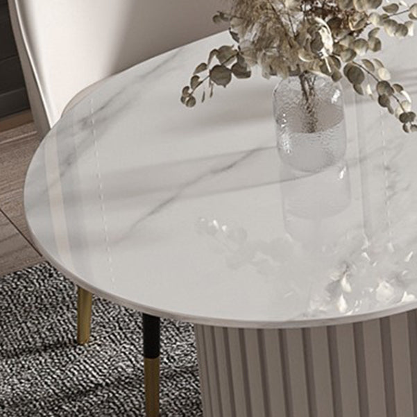 Glam 23.6" Wide Writing Desk Stone Office Desk in White with Drawers Clearhalo 'furn' 'furn_office_desk' 'Furniture' 'Office Desks' 'Office Furniture' 'office_desk' 6510482