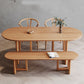 Moderne massief houten eettafel Rotan voetstuk eettafel voor eetkamer