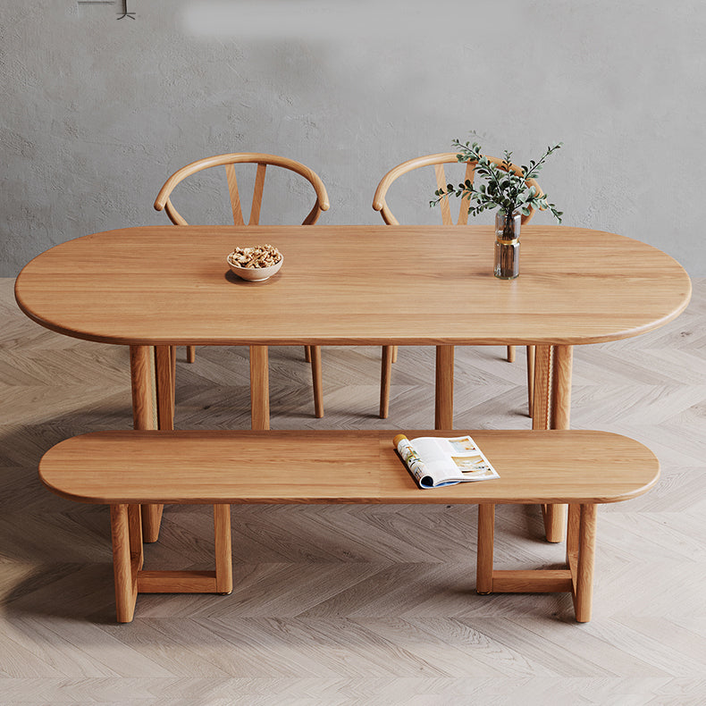 Moderne massief houten eettafel Rotan voetstuk eettafel voor eetkamer