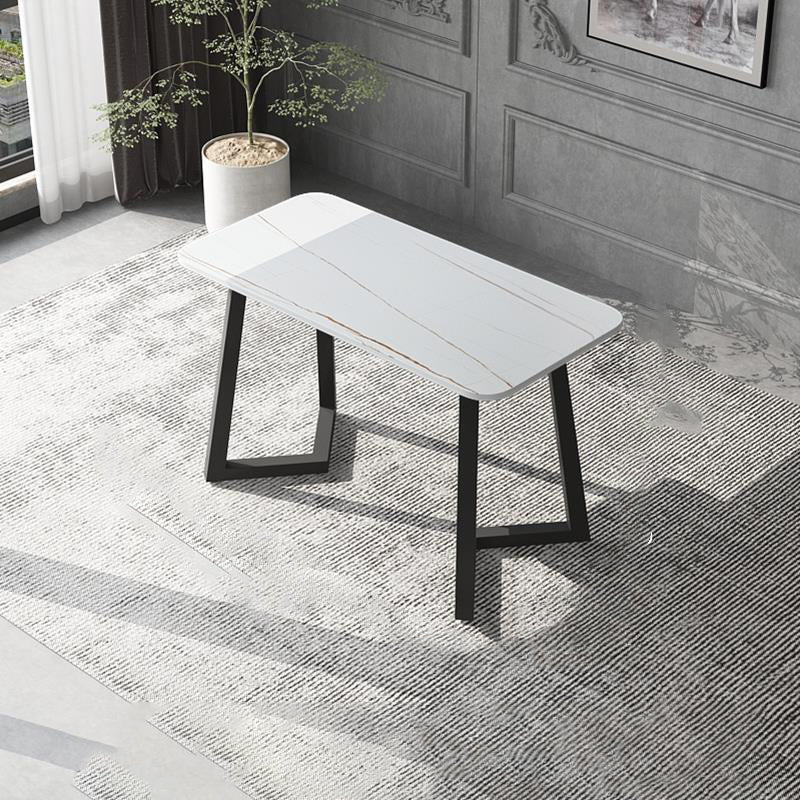 Industrial Rectangle Dining Table Matte Finish Dinette Table with Metal Sled Base