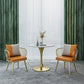 Round Dining Table with Metal Pedestal Modern Table for Home