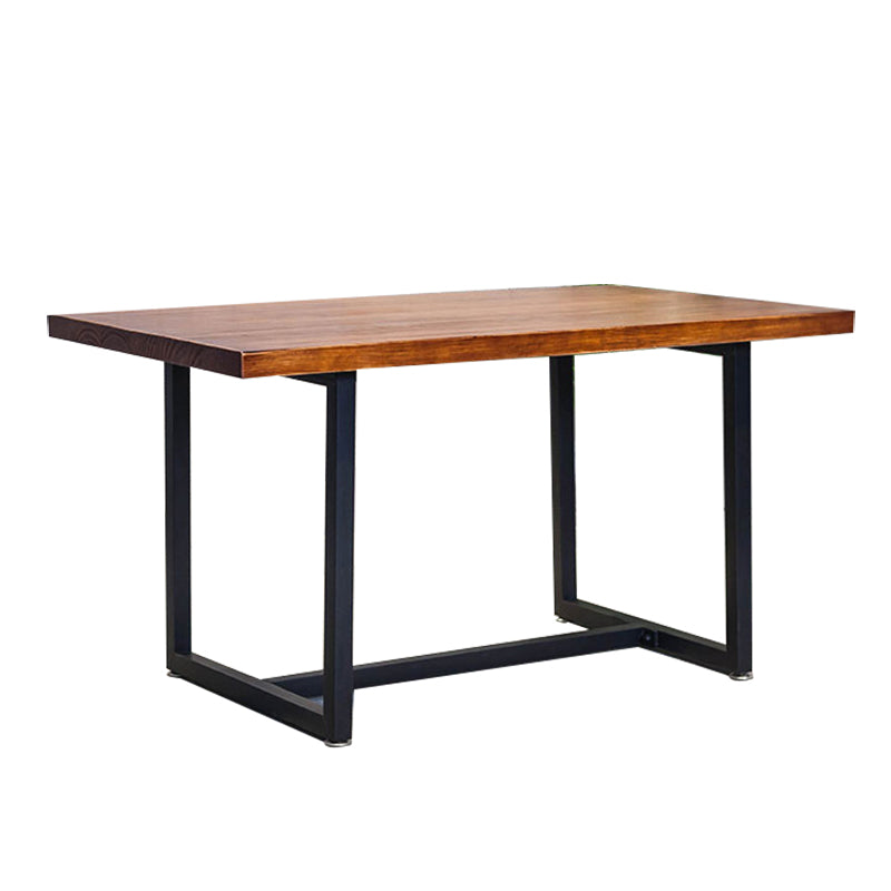Indoor Rectangle Table with Metal Base Industrial Brown Wood Top Dining Table 47.2"L x 23.6"W x 29.5"H Without Chairs Clearhalo 'Dining Tables & Seating' 'Dining Tables' 'dining_table' 'furn' 'furn_dining_table' 'Furniture' 'Kitchen & Dining Furniture' 6512588