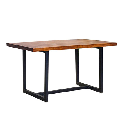 Indoor Rectangle Table with Metal Base Industrial Brown Wood Top Dining Table 47.2"L x 23.6"W x 29.5"H Without Chairs Clearhalo 'Dining Tables & Seating' 'Dining Tables' 'dining_table' 'furn' 'furn_dining_table' 'Furniture' 'Kitchen & Dining Furniture' 6512588