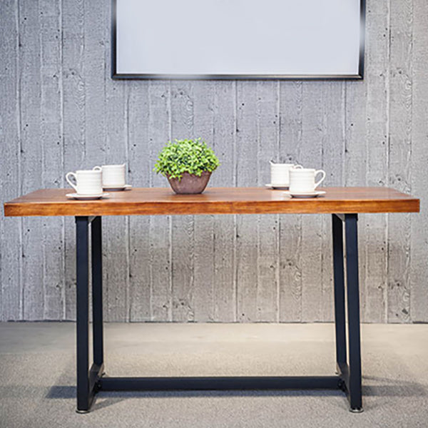 Indoor Rectangle Table with Metal Base Industrial Brown Wood Top Dining Table Clearhalo 'Dining Tables & Seating' 'Dining Tables' 'dining_table' 'furn' 'furn_dining_table' 'Furniture' 'Kitchen & Dining Furniture' 6512596