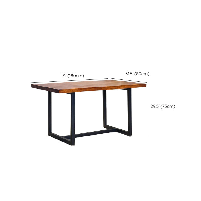 Indoor Rectangle Table with Metal Base Industrial Brown Wood Top Dining Table Clearhalo 'Dining Tables & Seating' 'Dining Tables' 'dining_table' 'furn' 'furn_dining_table' 'Furniture' 'Kitchen & Dining Furniture' 6512599