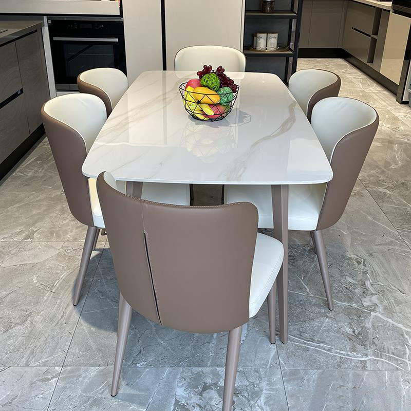 Traditional Luxury Rectangle Dining Table Stone Top Table for Home 51.2"L x 31.5"W x 29.5"H Without Chairs Clearhalo 'Dining Tables & Seating' 'Dining Tables' 'dining_table' 'furn' 'furn_dining_table' 'Furniture' 'Kitchen & Dining Furniture' 6512606