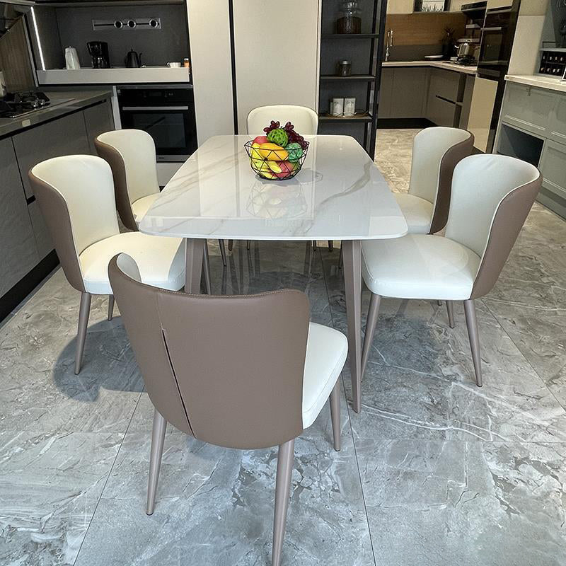 Traditional Luxury Rectangle Dining Table Stone Top Table for Home 55.1"L x 31.5"W x 29.5"H Without Chairs Clearhalo 'Dining Tables & Seating' 'Dining Tables' 'dining_table' 'furn' 'furn_dining_table' 'Furniture' 'Kitchen & Dining Furniture' 6512607