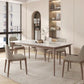 Mid-Century Dining Table for Home White Stone Table with Wooden Legs Clearhalo 'Dining Tables & Seating' 'Dining Tables' 'dining_table' 'furn' 'furn_dining_table' 'Furniture' 'Kitchen & Dining Furniture' 6512620