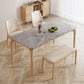 Mid-Century Dining Table with Ash Wood Frame White Stone Top Table for Home 70.9"L x 35.4"W x 29.5"H Without Chairs Clearhalo 'Dining Tables & Seating' 'Dining Tables' 'dining_table' 'furn' 'furn_dining_table' 'Furniture' 'Kitchen & Dining Furniture' 6512649