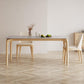 Mid-Century Dining Table with Ash Wood Frame White Stone Top Table for Home 63"L x 31.5"W x 29.5"H Without Chairs Clearhalo 'Dining Tables & Seating' 'Dining Tables' 'dining_table' 'furn' 'furn_dining_table' 'Furniture' 'Kitchen & Dining Furniture' 6512651