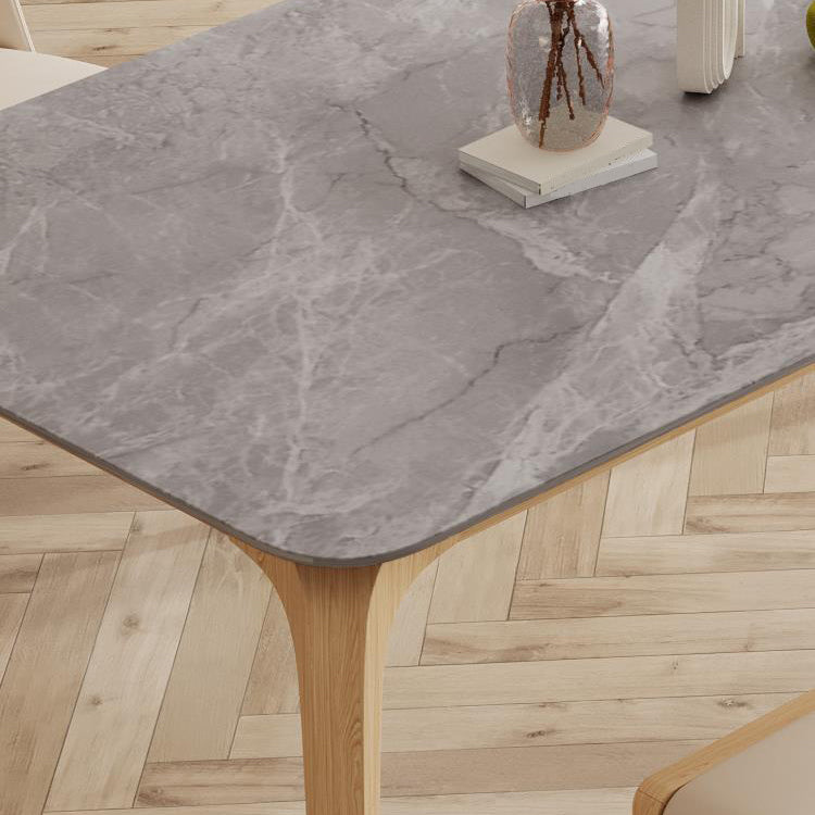 Mid-Century Dining Table with Ash Wood Frame White Stone Top Table for Home Clearhalo 'Dining Tables & Seating' 'Dining Tables' 'dining_table' 'furn' 'furn_dining_table' 'Furniture' 'Kitchen & Dining Furniture' 6512653