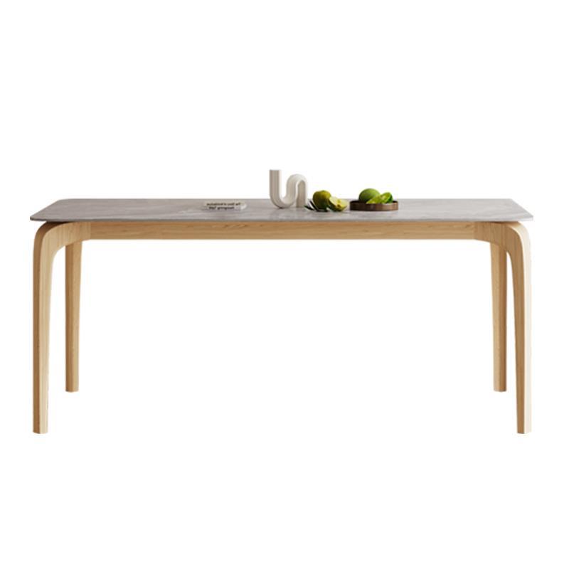 Mid-Century Dining Table with Ash Wood Frame White Stone Top Table for Home Clearhalo 'Dining Tables & Seating' 'Dining Tables' 'dining_table' 'furn' 'furn_dining_table' 'Furniture' 'Kitchen & Dining Furniture' 6512654