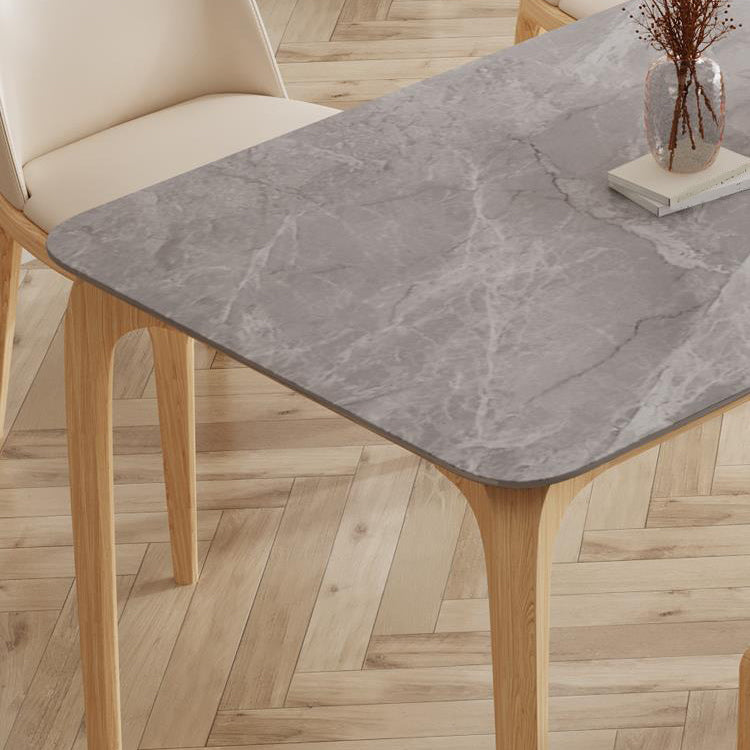 Mid-Century Dining Table with Ash Wood Frame White Stone Top Table for Home Clearhalo 'Dining Tables & Seating' 'Dining Tables' 'dining_table' 'furn' 'furn_dining_table' 'Furniture' 'Kitchen & Dining Furniture' 6512655