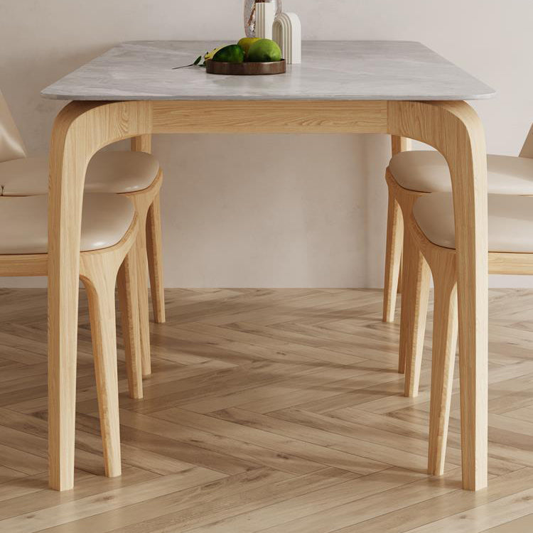 Mid-Century Dining Table with Ash Wood Frame White Stone Top Table for Home Clearhalo 'Dining Tables & Seating' 'Dining Tables' 'dining_table' 'furn' 'furn_dining_table' 'Furniture' 'Kitchen & Dining Furniture' 6512656