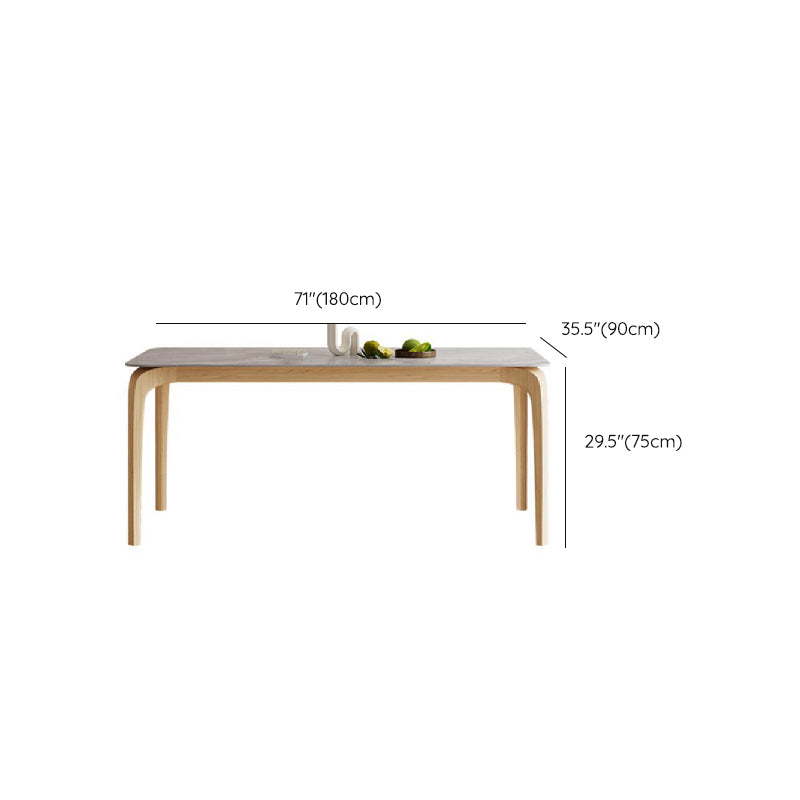 Mid-Century Dining Table with Ash Wood Frame White Stone Top Table for Home Clearhalo 'Dining Tables & Seating' 'Dining Tables' 'dining_table' 'furn' 'furn_dining_table' 'Furniture' 'Kitchen & Dining Furniture' 6512658