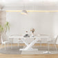 Modern Pedestal Dining Table Rectangle Stone Dining Table for Dining Room 70.9"L x 27.6"W x 29.5"H Without Chairs Clearhalo 'Dining Tables & Seating' 'Dining Tables' 'dining_table' 'furn' 'furn_dining_table' 'Furniture' 'Kitchen & Dining Furniture' 6512690