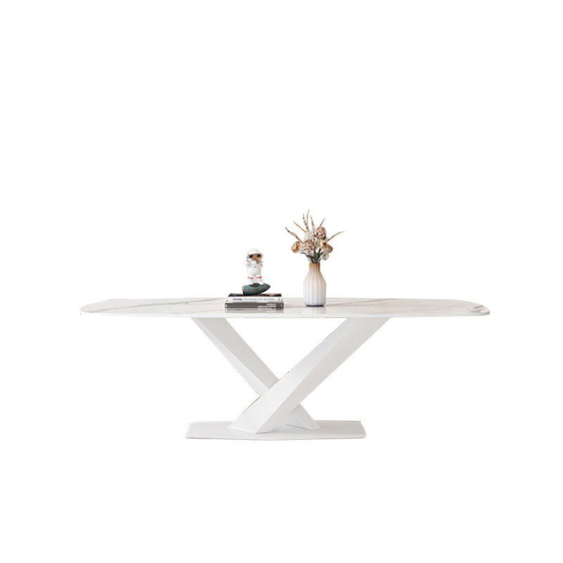 Modern Pedestal Dining Table Rectangle Stone Dining Table for Dining Room Clearhalo 'Dining Tables & Seating' 'Dining Tables' 'dining_table' 'furn' 'furn_dining_table' 'Furniture' 'Kitchen & Dining Furniture' 6512692