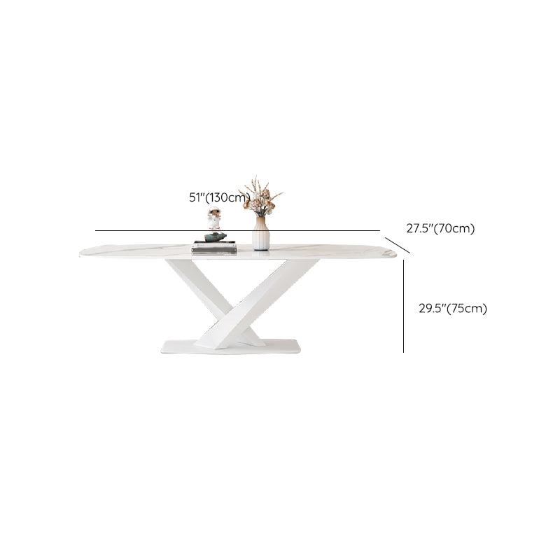 Modern Pedestal Dining Table Rectangle Stone Dining Table for Dining Room Clearhalo 'Dining Tables & Seating' 'Dining Tables' 'dining_table' 'furn' 'furn_dining_table' 'Furniture' 'Kitchen & Dining Furniture' 6512696