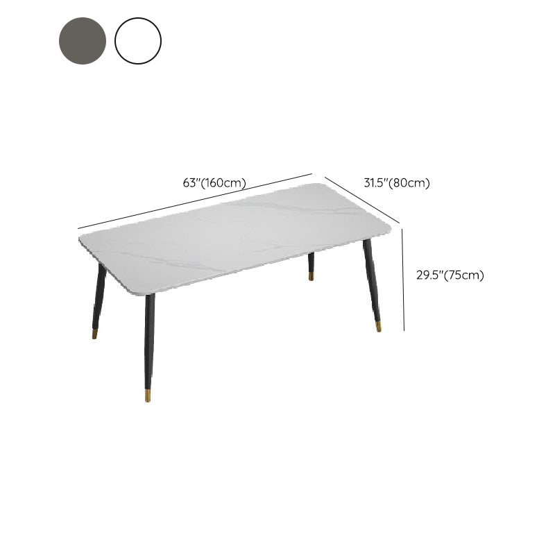 Table de salle à manger rectangulaire moderne, finition mate, table de dinette en pierre