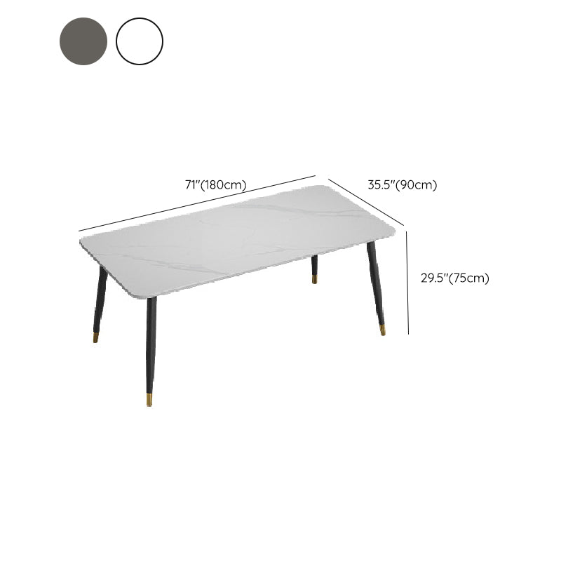 Table de salle à manger rectangulaire moderne, finition mate, table de dinette en pierre