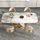 Glam Rectangle Table Sintered Stone Table with Metal Legs for Home