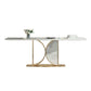 Glam Rectangle Table Sintered Stone Table with Metal Legs for Home