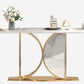 Glam Rectangle Table Sintered Stone Table with Metal Legs for Home