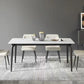Industrial Rectangle Dining Table White Stone Top Table with Black Metal Legs 63"L x 35.4"W x 29.5"H Without Chairs Clearhalo 'Dining Tables & Seating' 'Dining Tables' 'dining_table' 'furn' 'furn_dining_table' 'Furniture' 'Kitchen & Dining Furniture' 6512742