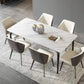 Industrial Rectangle Dining Table White Stone Top Table with Black Metal Legs 59.1"L x 31.5"W x 29.5"H Without Chairs Clearhalo 'Dining Tables & Seating' 'Dining Tables' 'dining_table' 'furn' 'furn_dining_table' 'Furniture' 'Kitchen & Dining Furniture' 6512744