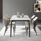 Industrial Rectangle Dining Table White Stone Top Table with Black Metal Legs 55.1"L x 31.5"W x 29.5"H Without Chairs Clearhalo 'Dining Tables & Seating' 'Dining Tables' 'dining_table' 'furn' 'furn_dining_table' 'Furniture' 'Kitchen & Dining Furniture' 6512745