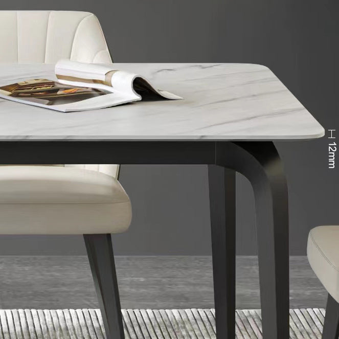 Industrial Rectangle Dining Table White Stone Top Table with Black Metal Legs Clearhalo 'Dining Tables & Seating' 'Dining Tables' 'dining_table' 'furn' 'furn_dining_table' 'Furniture' 'Kitchen & Dining Furniture' 6512748