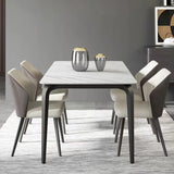 Industrial Rectangle Dining Table White Stone Top Table with Black Metal Legs Clearhalo 'Dining Tables & Seating' 'Dining Tables' 'dining_table' 'furn' 'furn_dining_table' 'Furniture' 'Kitchen & Dining Furniture' 6512751