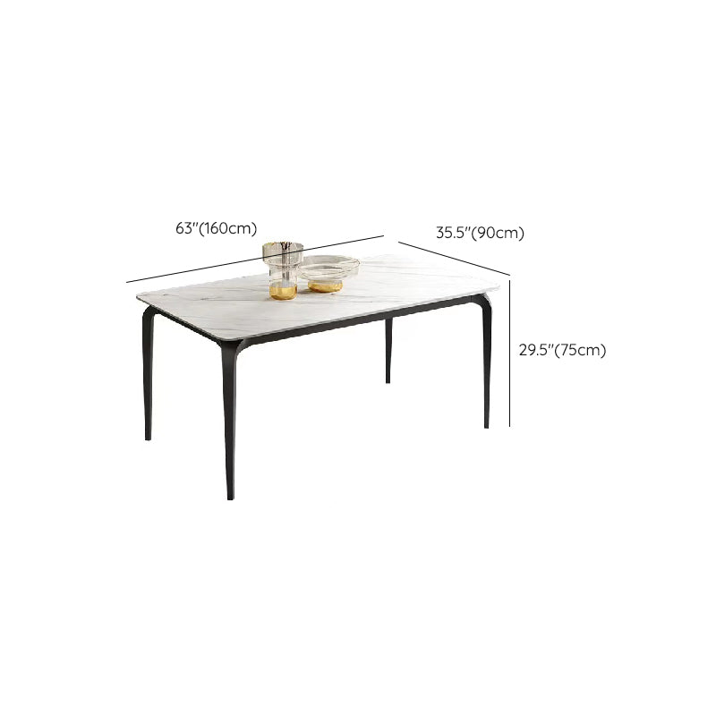 Industrial Rectangle Dining Table White Stone Top Table with Black Metal Legs Clearhalo 'Dining Tables & Seating' 'Dining Tables' 'dining_table' 'furn' 'furn_dining_table' 'Furniture' 'Kitchen & Dining Furniture' 6512754