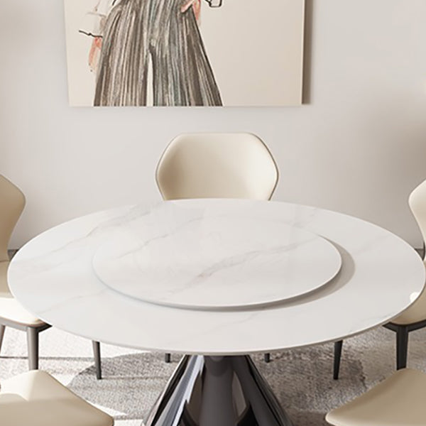 Modern Round Dining Table Stone Dining Table with Metal Pedestal Clearhalo 'Dining Tables & Seating' 'Dining Tables' 'dining_table' 'furn' 'furn_dining_table' 'Furniture' 'Kitchen & Dining Furniture' 6512761