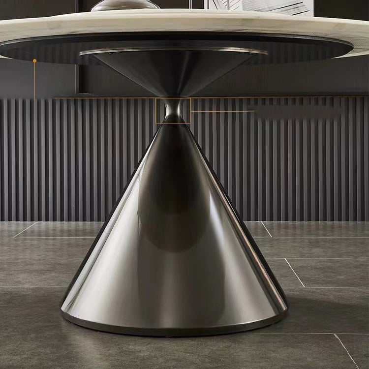 Modern Round Dining Table Stone Dining Table with Metal Pedestal Clearhalo 'Dining Tables & Seating' 'Dining Tables' 'dining_table' 'furn' 'furn_dining_table' 'Furniture' 'Kitchen & Dining Furniture' 6512762