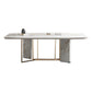 Glam Style Rectangle Table Sintered Stone Table with Metal Legs for Home