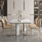 Glam Style Rectangle Table Sintered Stone Table with Metal Legs for Home
