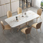 Glam Style Rectangle Table Sintered Stone Table with Metal Legs for Home