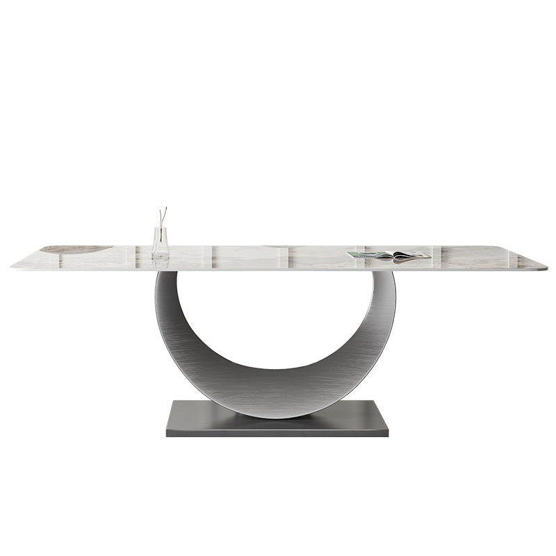 Contemporary Style Rectangle Table Sintered Stone Table with Metal Legs for Home Without Chairs Clearhalo 'Dining Tables & Seating' 'Dining Tables' 'dining_table' 'furn' 'furn_dining_table' 'Furniture' 'Kitchen & Dining Furniture' 6512782