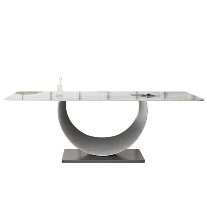 Contemporary Style Rectangle Table Sintered Stone Table with Metal Legs for Home Without Chairs Clearhalo 'Dining Tables & Seating' 'Dining Tables' 'dining_table' 'furn' 'furn_dining_table' 'Furniture' 'Kitchen & Dining Furniture' 6512782