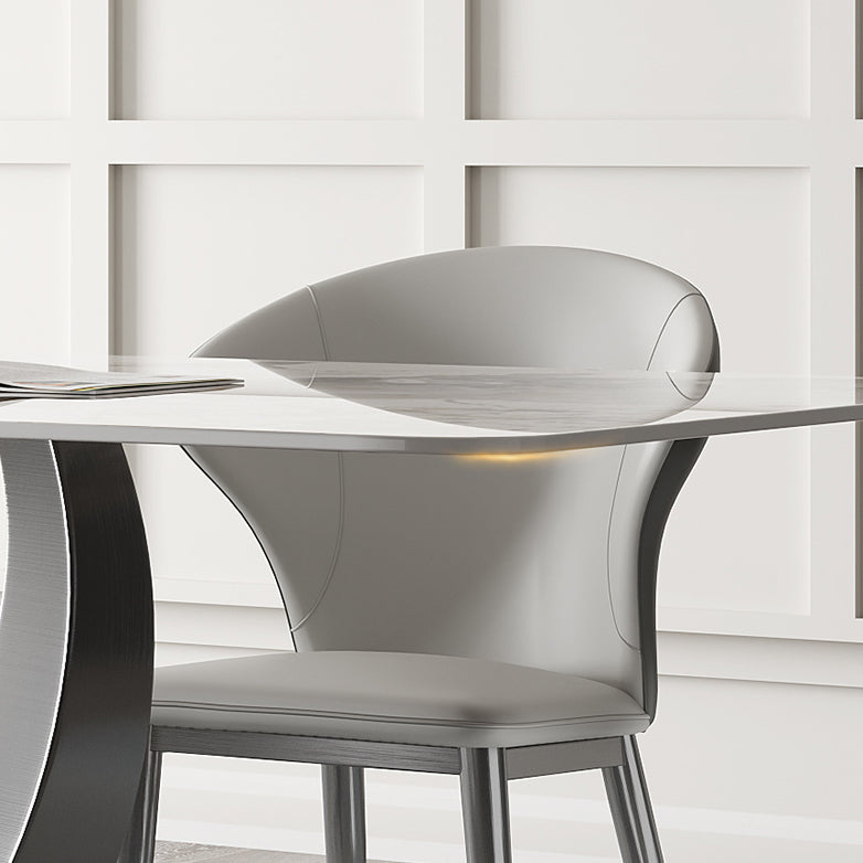 Contemporary Style Rectangle Table Sintered Stone Table with Metal Legs for Home Clearhalo 'Dining Tables & Seating' 'Dining Tables' 'dining_table' 'furn' 'furn_dining_table' 'Furniture' 'Kitchen & Dining Furniture' 6512787